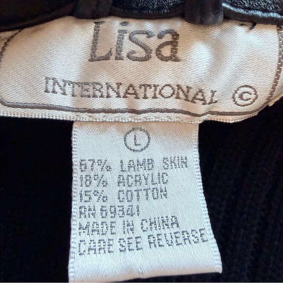 Lisa International Black Lamb Skin Leather Sweater Jacket | L - Picture 4 of 4